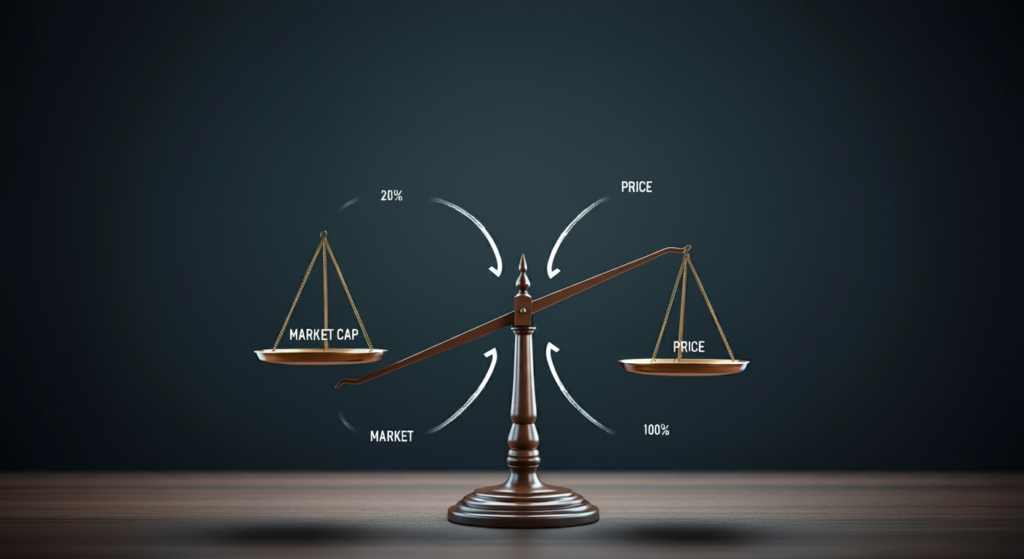 Balanced Scale Illustrating The Differences Between Cryptocurrency Market Cap And Price